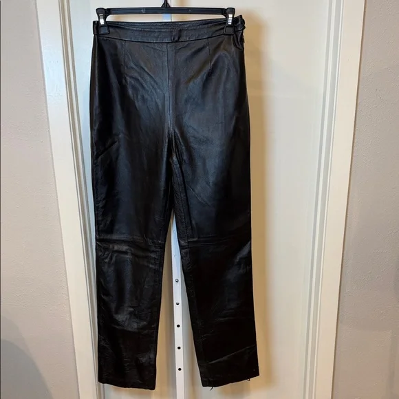 CLIO 100% Genuine Leather Straight-Leg Trousers Fully Lined | Size 8 (M-L) EUC - Picture 2 of 10